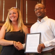 Heather Merryweather and Mayor Protem Jorel Davis